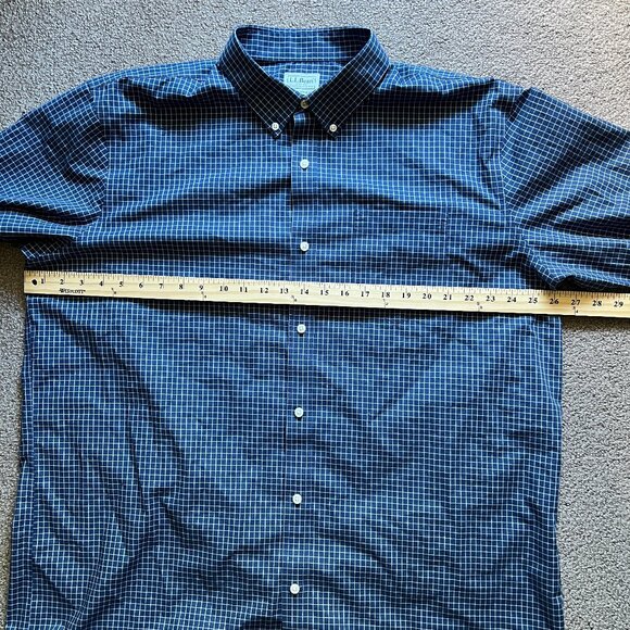LL Bean Men's Kennebunk Wrinkle Free Traditional Fit Gingham Check Shirt | XLT - Picture 7 of 10